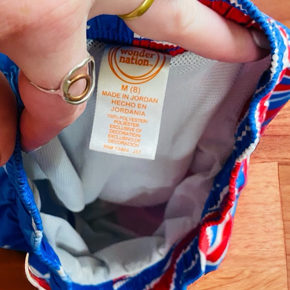 Wonder Nation American Flag Boys Swim trunks -shorts | Boys Size Medium Size 8 - Picture 6 of 7